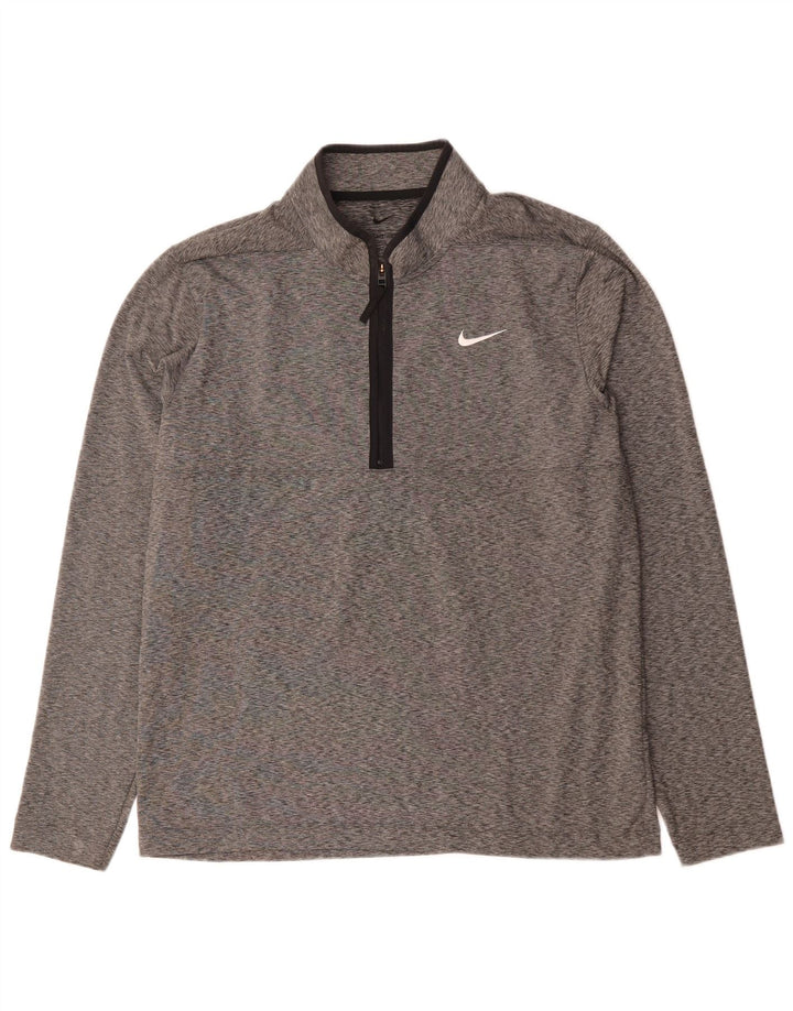 Nike Herren Dri Fit Pullover-Trainingsanzugoberteil mit Reißverschluss, Größe L, Grau meliert
