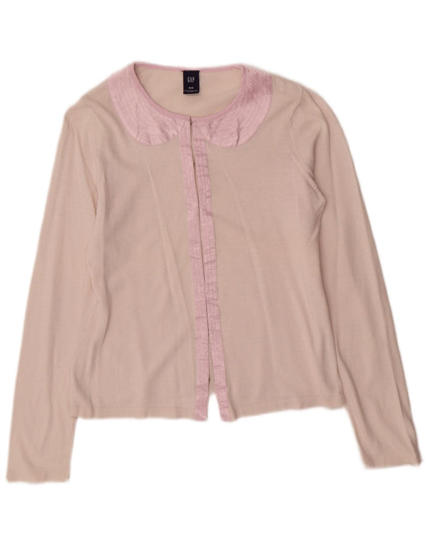 Gap Damen Crop Cardigan Pullover UK 12 Mittelrosa Colourblock-Baumwolle