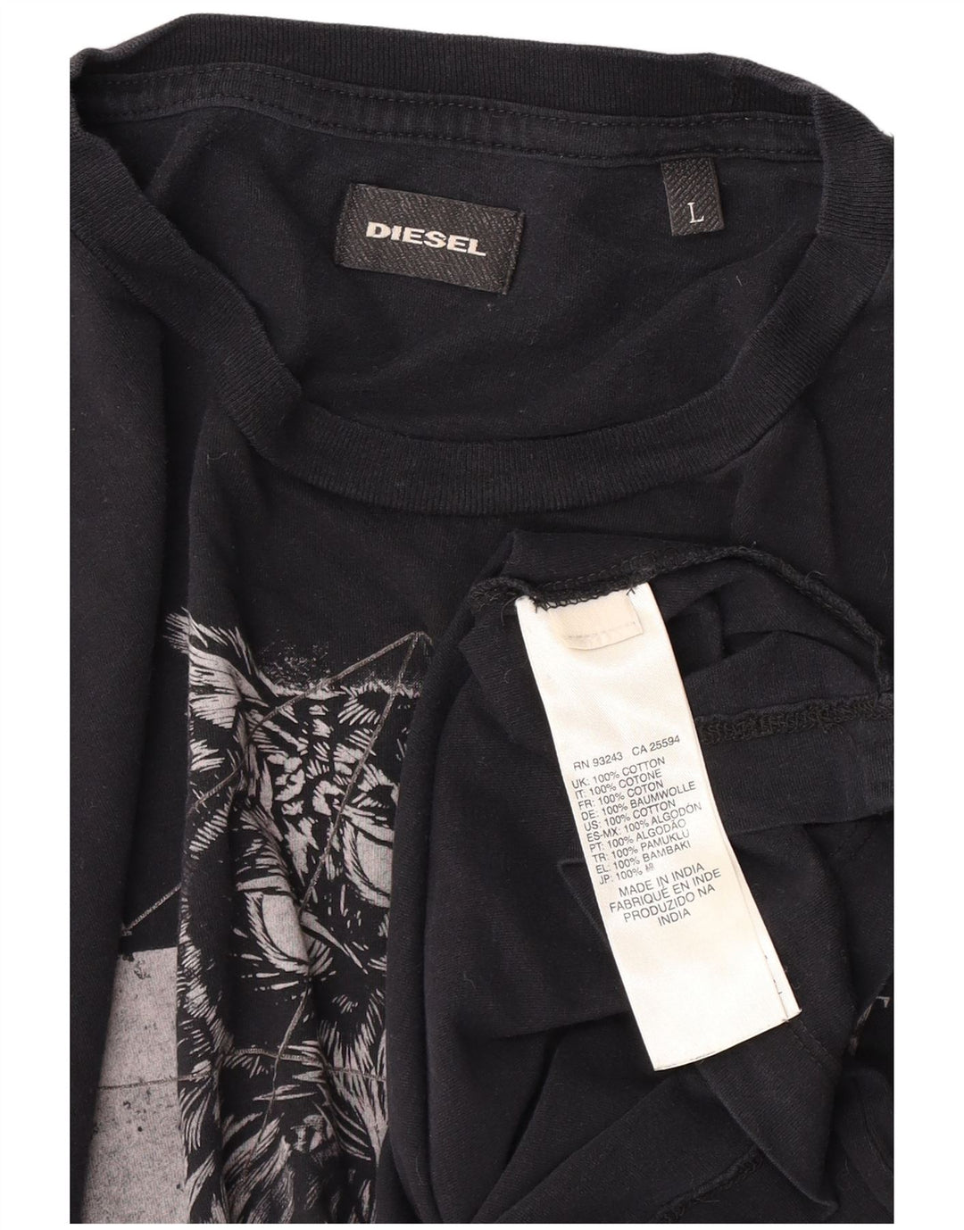 Diesel Herren T-Shirt mit Grafik, Größe L, Marineblau
