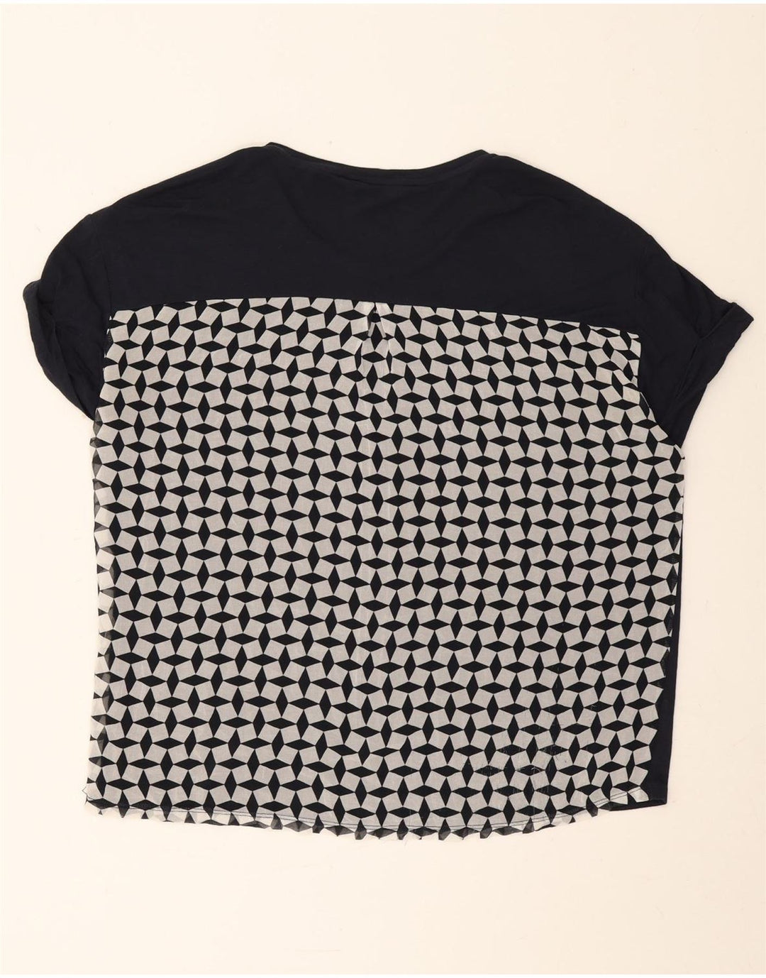 Armani Exchange Damen T-Shirt Top UK 14 Medium Marineblau Geometrisch