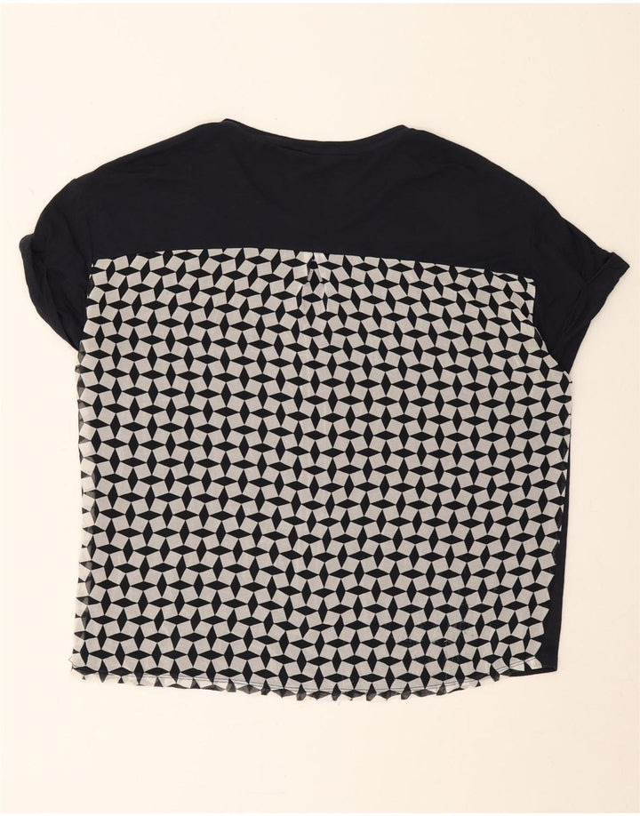 Armani Exchange Damen T-Shirt Top UK 14 Medium Marineblau Geometrisch