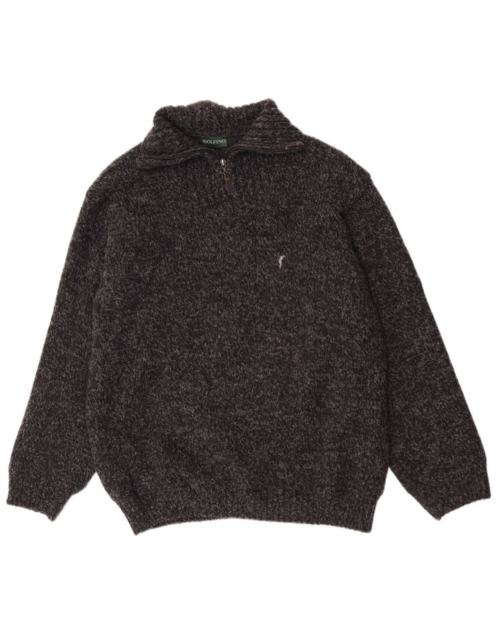 Golfino Herren-Pullover mit normaler Passform und Reißverschluss, UK 40, Mittelgrau meliert