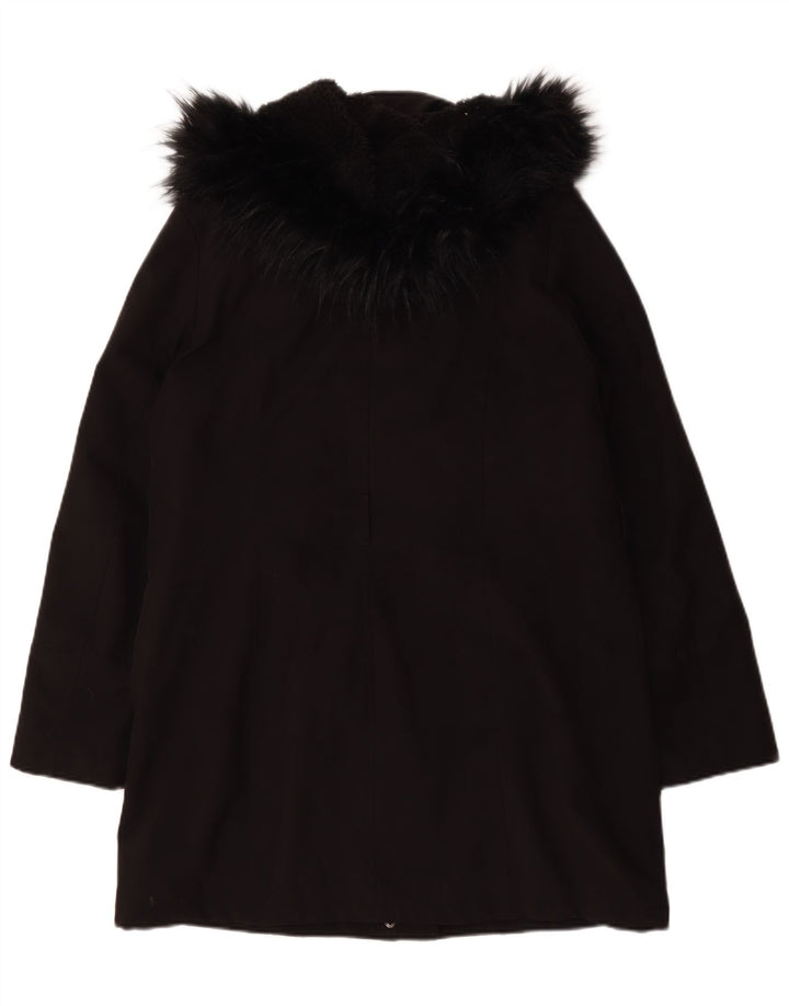 Dkny Damen Sherpa-Mantel mit Kapuze, UK 16, Größe L, Schwarz, Polyester