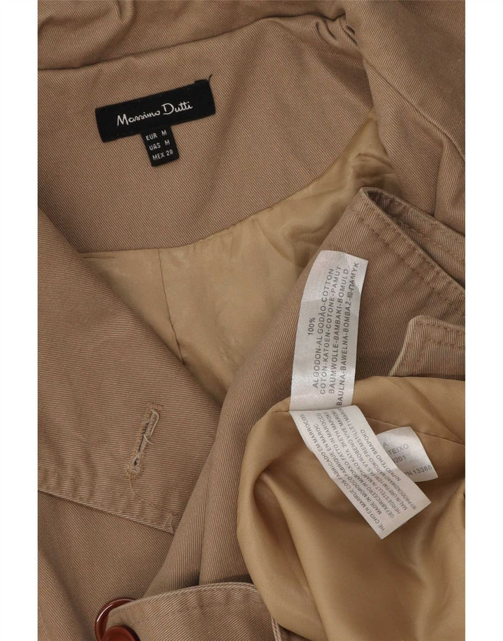 Massimo Dutti Damen Trenchcoat UK 14 Mittelbeige Baumwolle