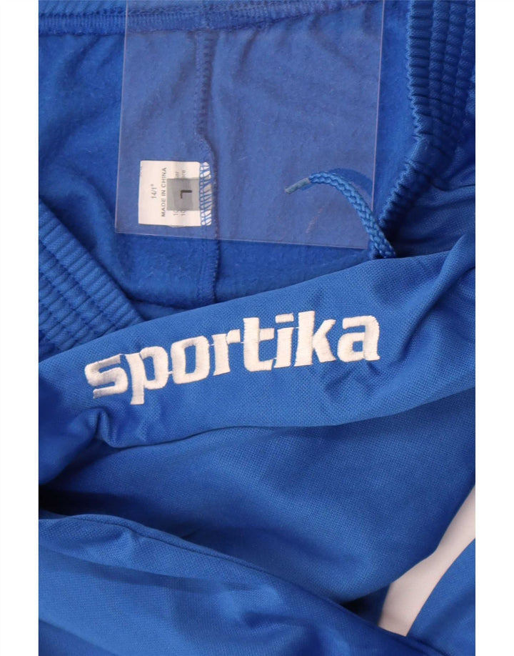 Vintage Herren-Trainingsanzughose mit grafischem Muster, große blaue Polyester-Jogginghose