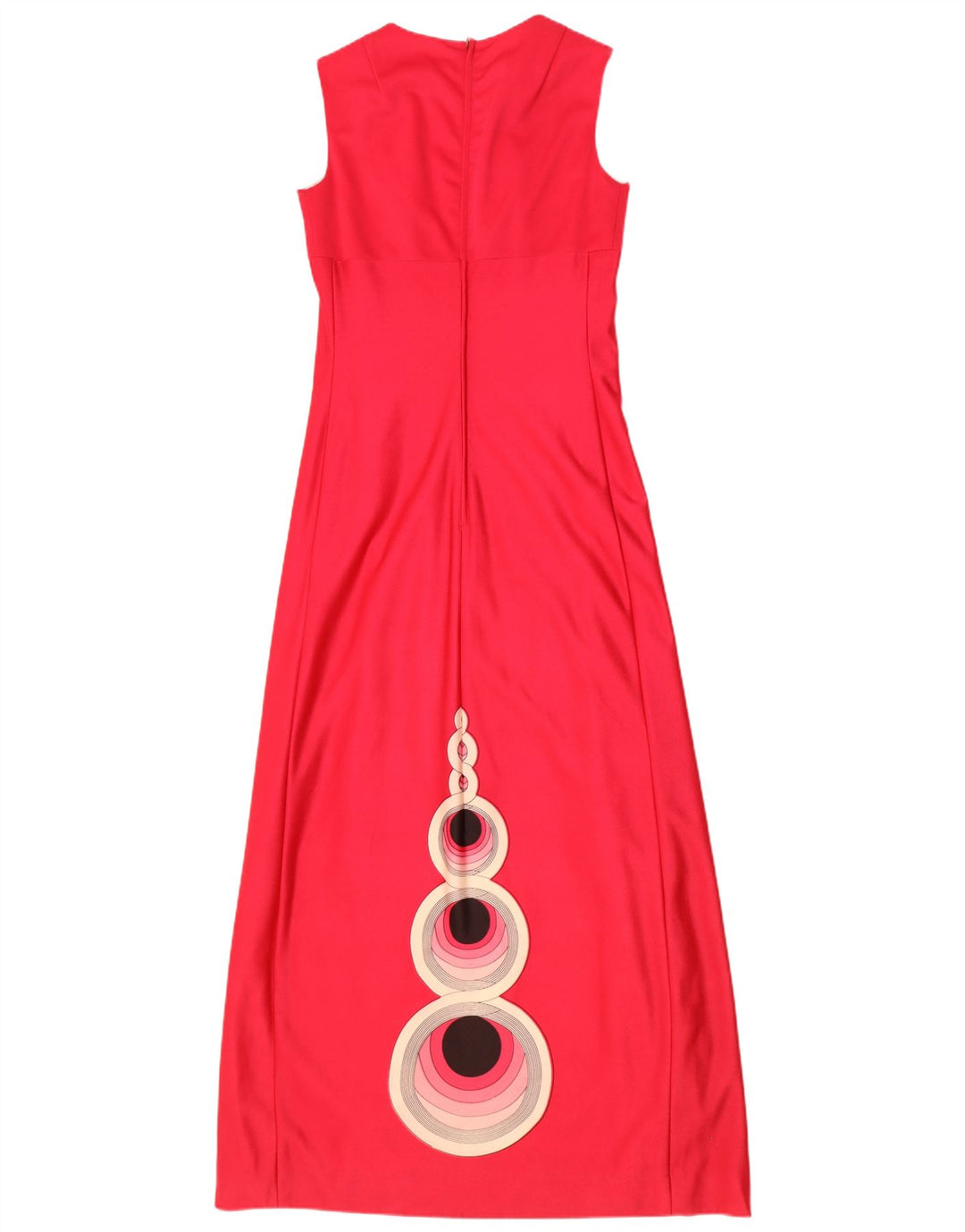 Ärmelloses Vintage-Damen-Maxikleid mit Grafik, Gr. 10, klein, Rosa