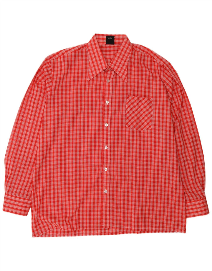 Vintage Herrenhemd XL Rot Kariert Polyester