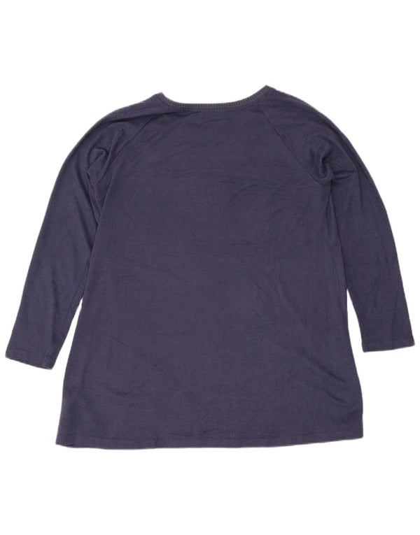 Marks & Spencer Damen Langarm-Tunika-Oberteil UK 16 Large Blau Polyester