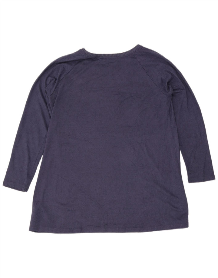 Marks & Spencer Damen Langarm-Tunika-Oberteil UK 16 Large Blau Polyester