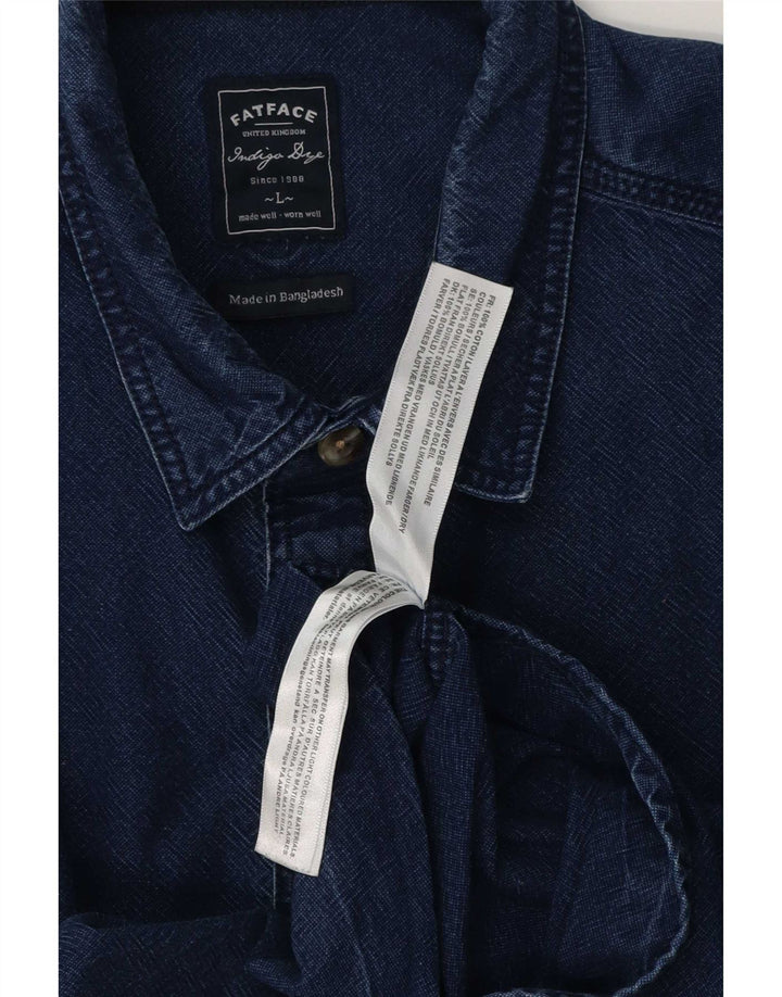 Fat Face Herren-Jeanshemd, groß, marineblau, Baumwolle