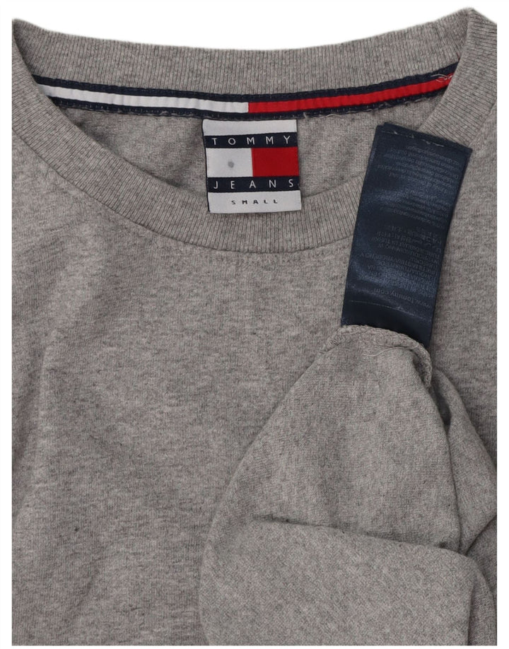 TOMMY HILFIGER Herren-Grafik-Oberteil, langärmelig, klein, graue Baumwolle