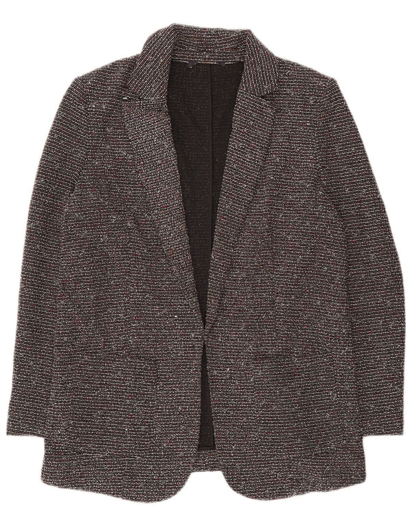 Marks & Spencer Offene Damen-Blazerjacke, UK 12, mittelschwarz gefleckt