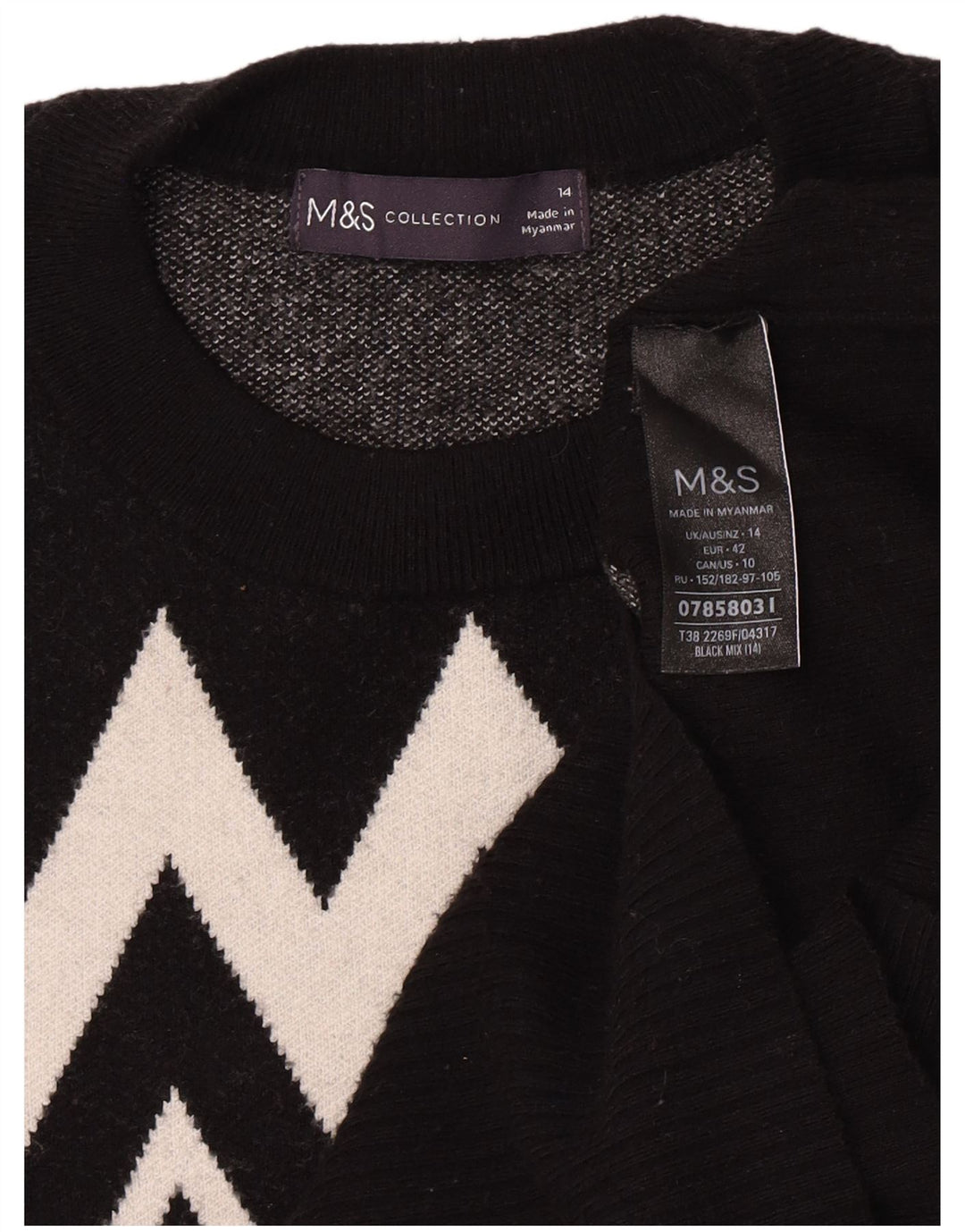 Marks & Spencer Damen-Pullover mit Rundhalsausschnitt, Gr. 14, mittelschwarz