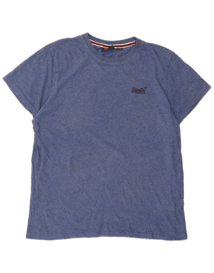Superdry Herren T-Shirt Top 2XL Blau gefleckte Baumwolle