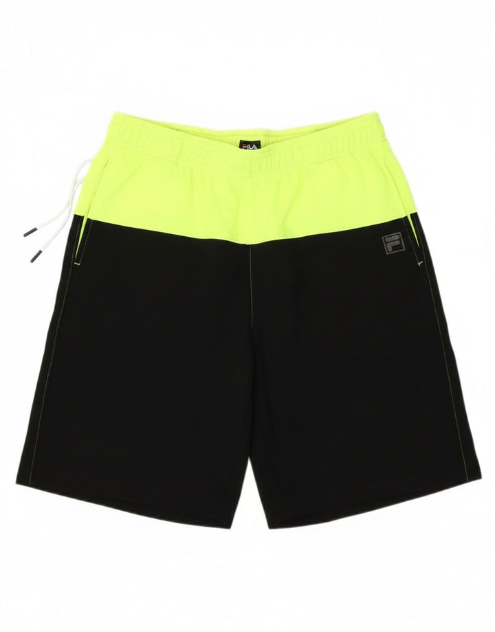 Fila Sportshorts für Jungen, 15–16 Jahre, schwarzes Colourblock-Polyester