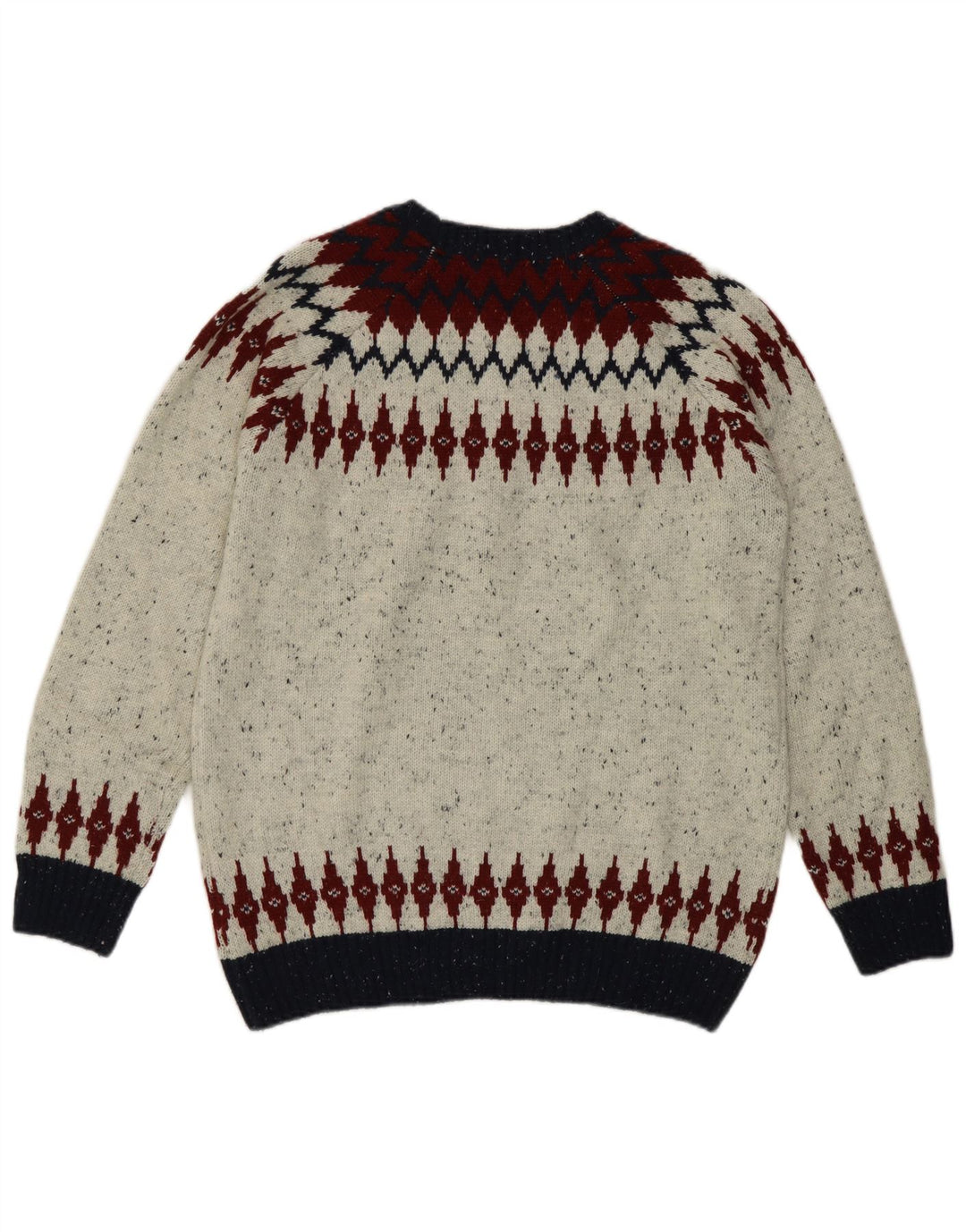 Alcott Herren-Pullover mit U-Boot-Ausschnitt, groß, graue Fair-Isle-Wolle