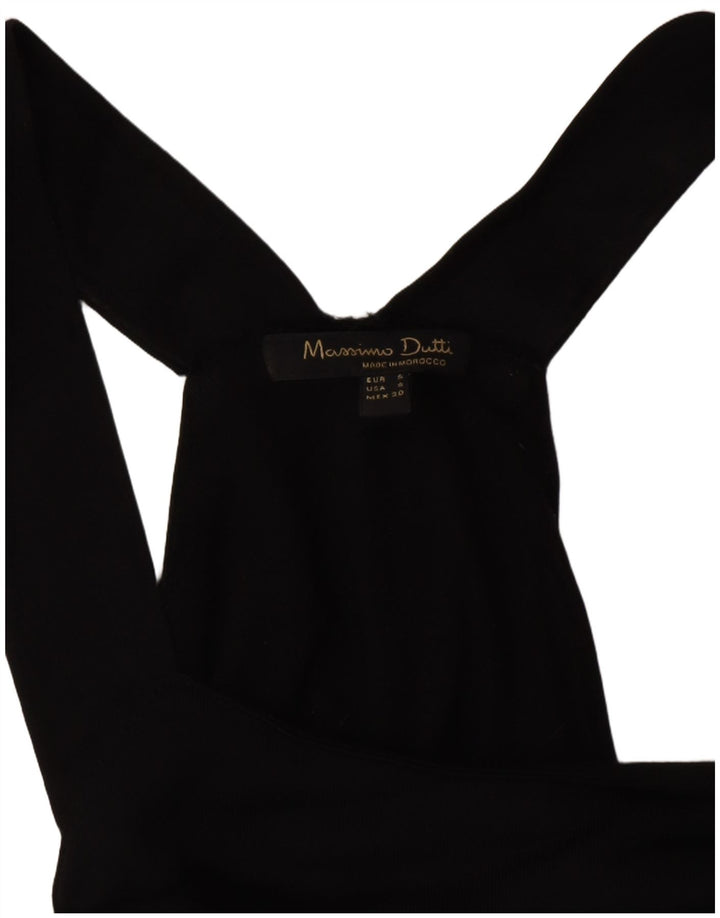 Massimo Dutti Damen Ärmelloses Maxikleid UK 10 Small Schwarz