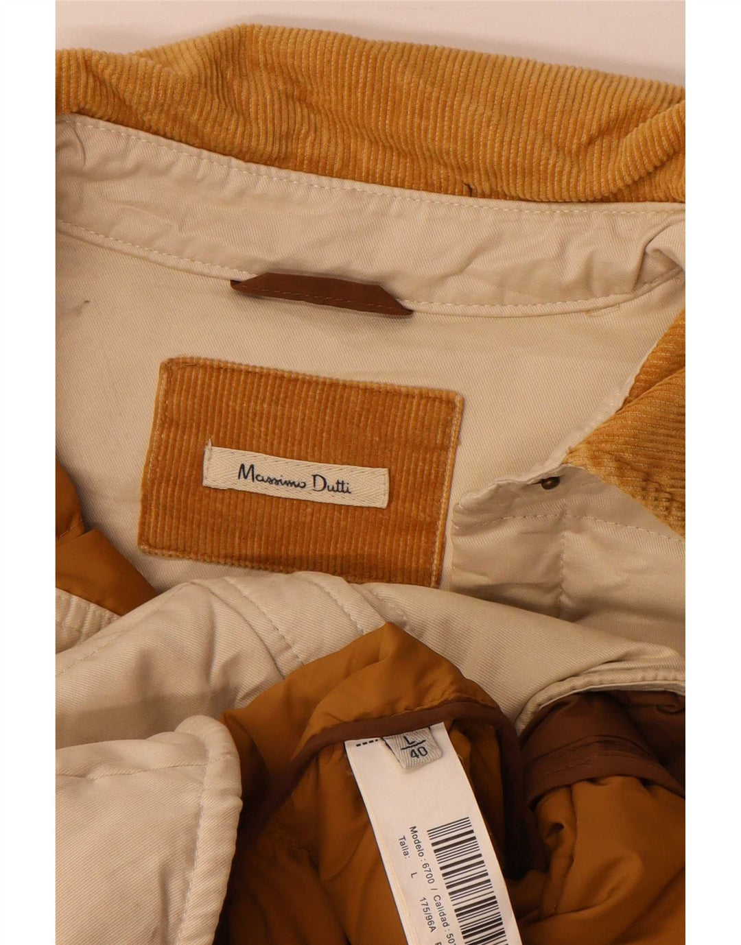 Massimo Dutti Damen Wattierte Jacke UK 16 Large Beige Baumwolle
