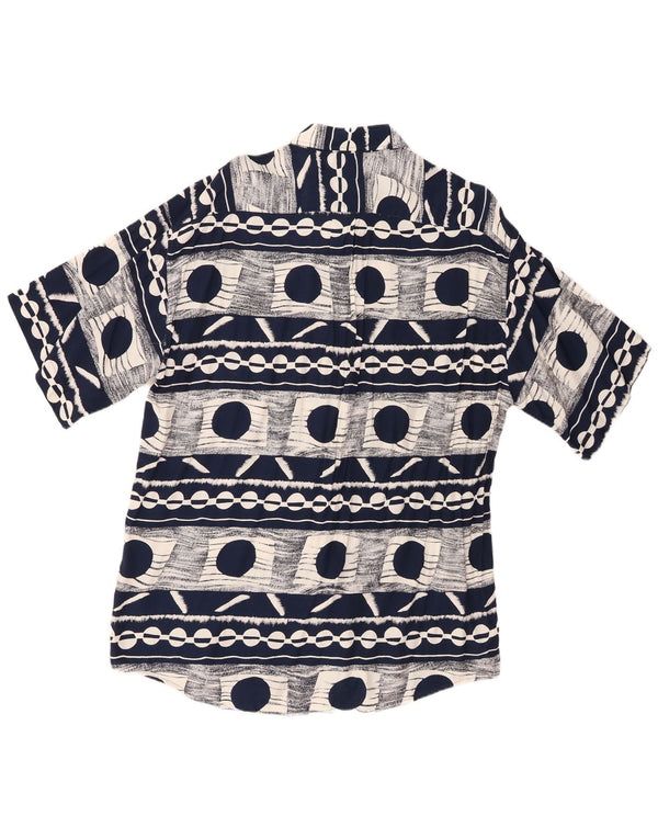 Big Match Herren Kurzarmhemd XL Marineblau Geometrisch