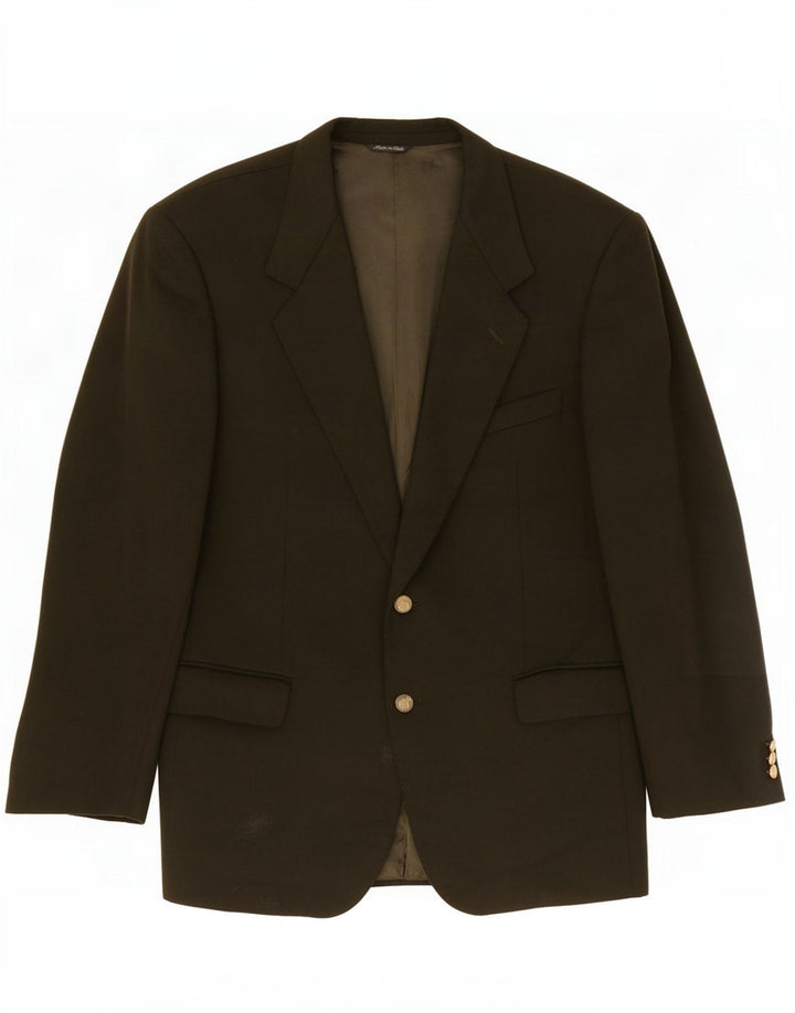 Vintage Herren 2 Knopf Blazer Jacke IT 52 XL Khaki Wolle