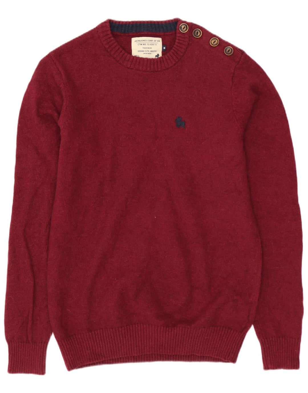 JACK & JONES Herren-Pullover mit Rundhalsausschnitt, mittlerer burgunderroter Baumwolle