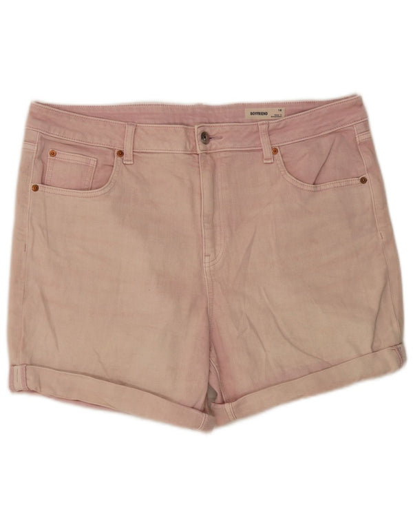 Marks & Spencer Womens Boyfriend Tie Dye Denim Shorts UK 16 Large W40 Pink
