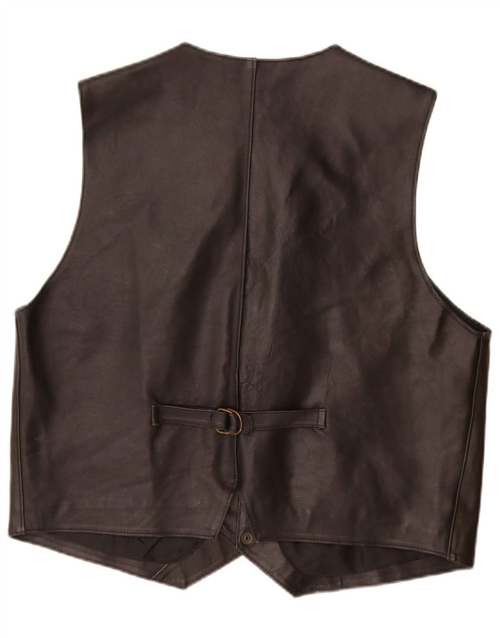 VINTAGE Herren Lederweste Mittelgroßes schwarzes Leder