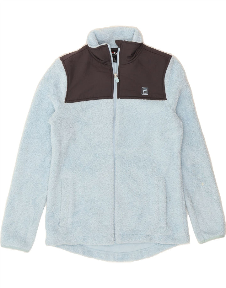 FILA Womens Fleece Jacket UK 10 Small Blue Colourblock Polyester Vintage Fila and Second-Hand Fila from Messina Hembry 