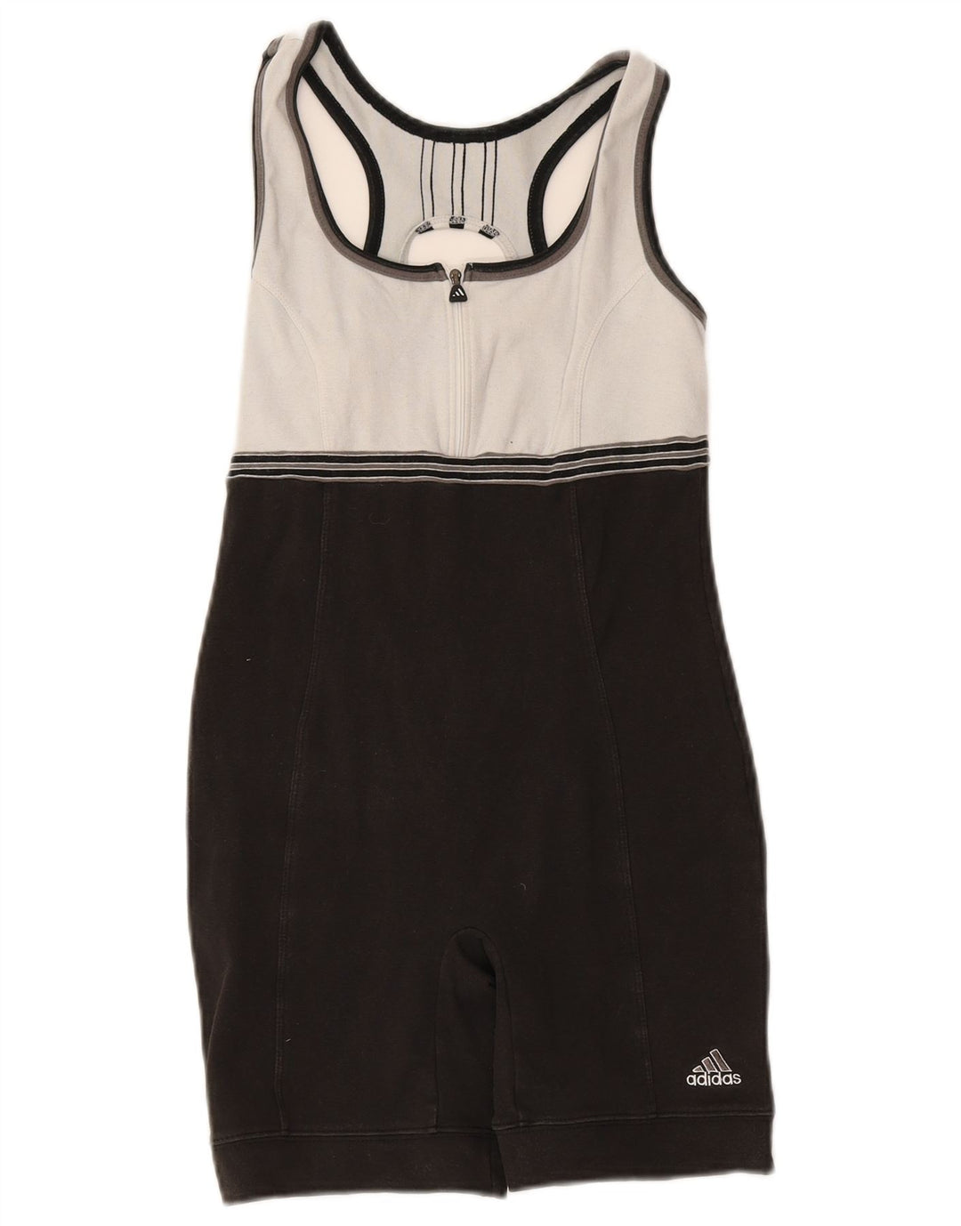 Adidas Damen Playsuit UK 10 Small Schwarz Colourblock Baumwolle