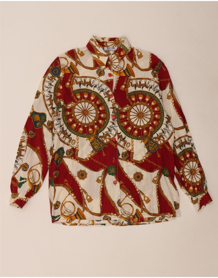 Mary Anne Womens Abstract Pattern Shirt Blouse UK 14 Medium Burgundy