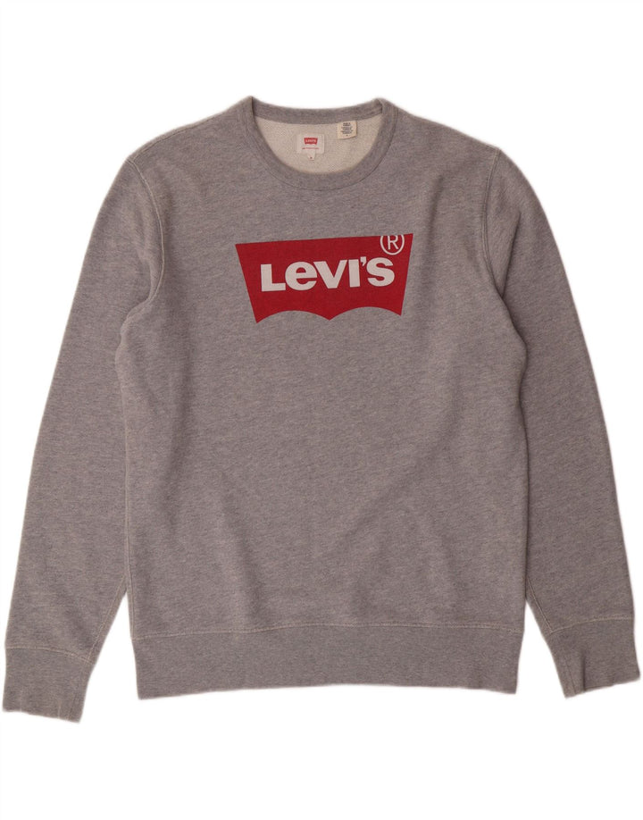 LEVI'S Mens Graphic Sweatshirt Jumper Medium Grey Cotton Vintage Levi's and Second-Hand Levi's from Messina Hembry 