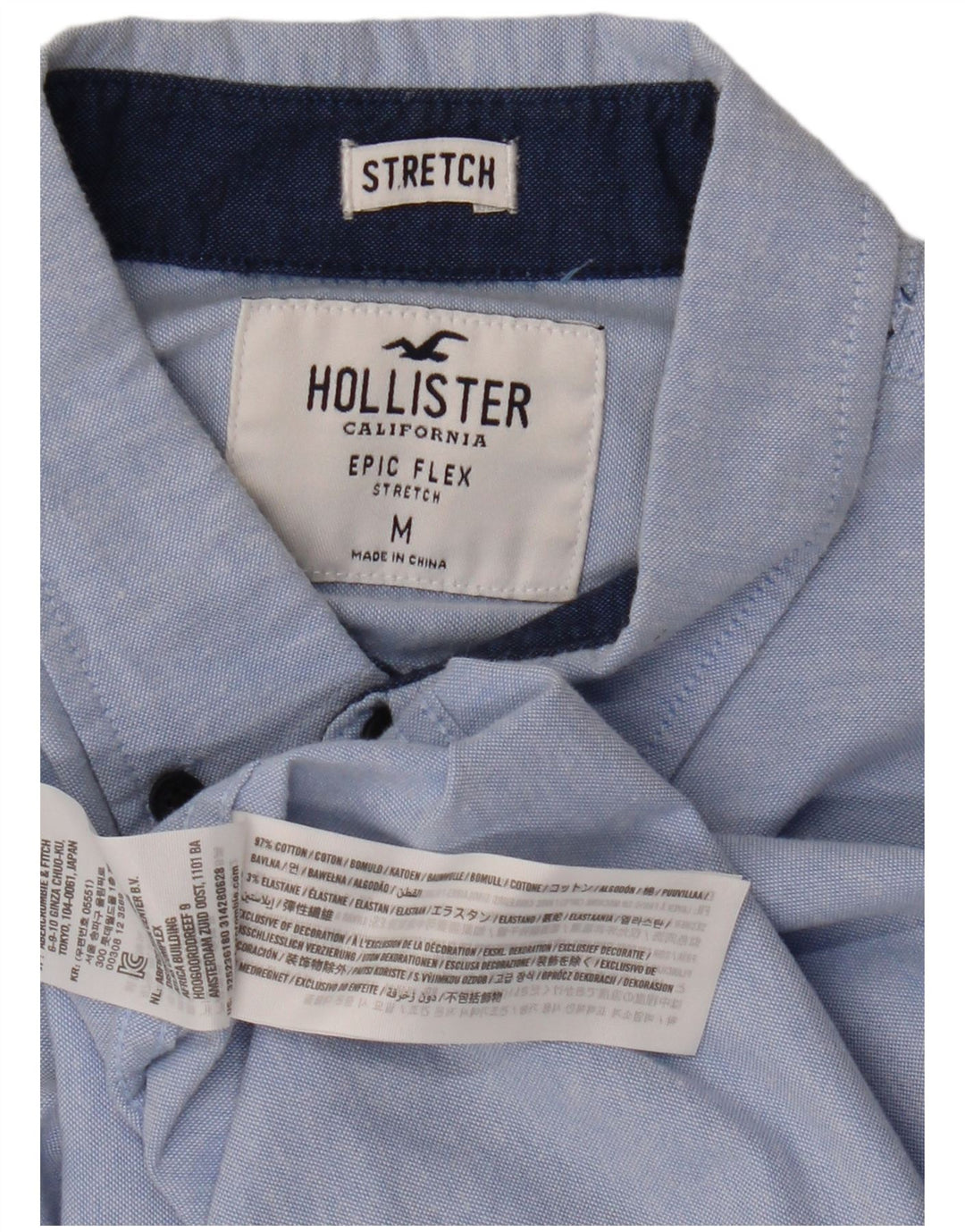 HOLLISTER Herrenhemd aus mittelblauer Baumwolle