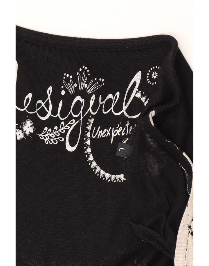 Desigual Damen Basic-Kleid UK 16 Große schwarze Viskose mit Blumenmuster