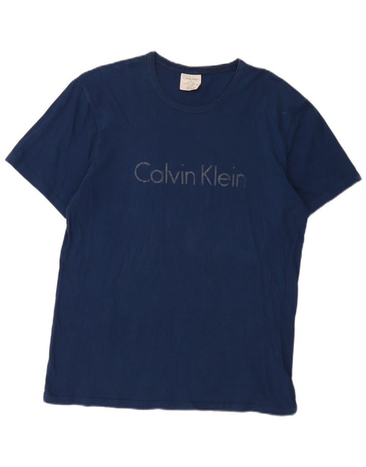 Calvin Klein Herren-T-Shirt mit Grafik, mittelmarineblaue Baumwolle