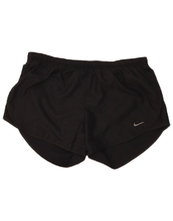 Nike Damen Dri Fit Sportshorts UK 14 Mittelschwarzes Chevron-Polyester