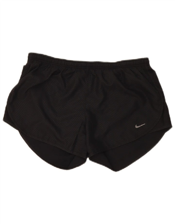 Nike Damen Dri Fit Sportshorts UK 14 Mittelschwarzes Chevron-Polyester