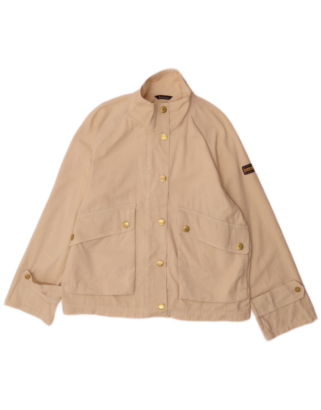 Barbour Damen Übergroße Bomberjacke UK 10 Small Beige Baumwolle