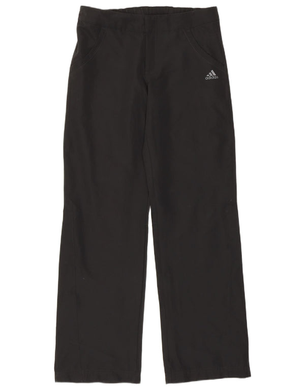 Adidas Damen gerade Hose UK 12 Medium W30 L31 Schwarz Polyester