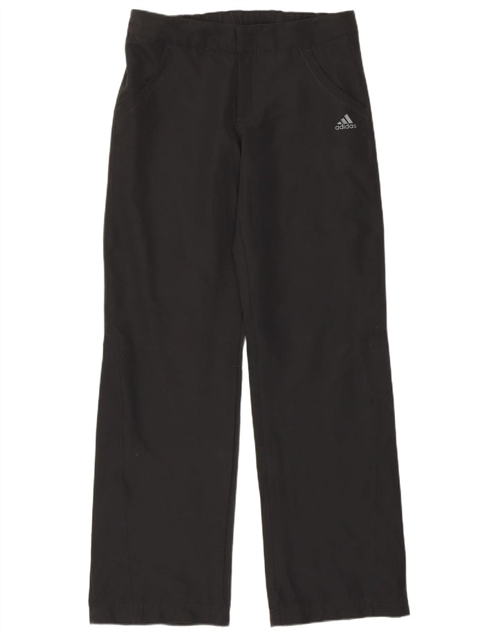 Adidas Damen gerade Hose UK 12 Medium W30 L31 Schwarz Polyester