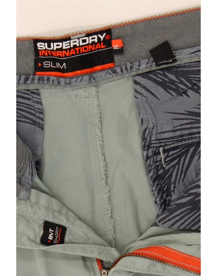 Superdry Herren Slim Fit Chinoshorts W32 Mittelgrüne Baumwolle