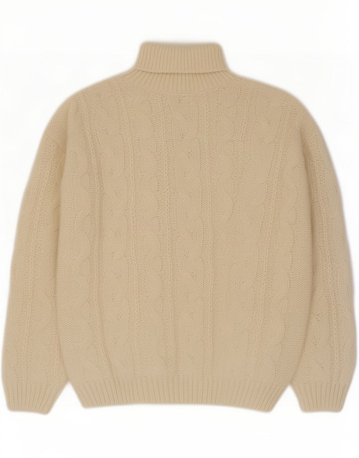 Vintage Herren Rollkragenpullover XL Off White Polyacryl