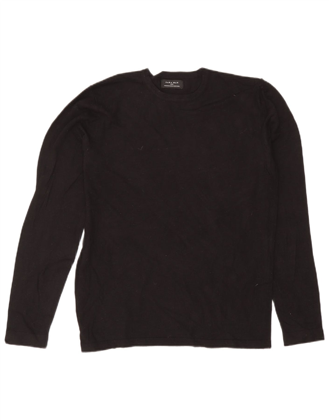 Zara Herren-Pullover mit Rundhalsausschnitt, Mittelschwarz