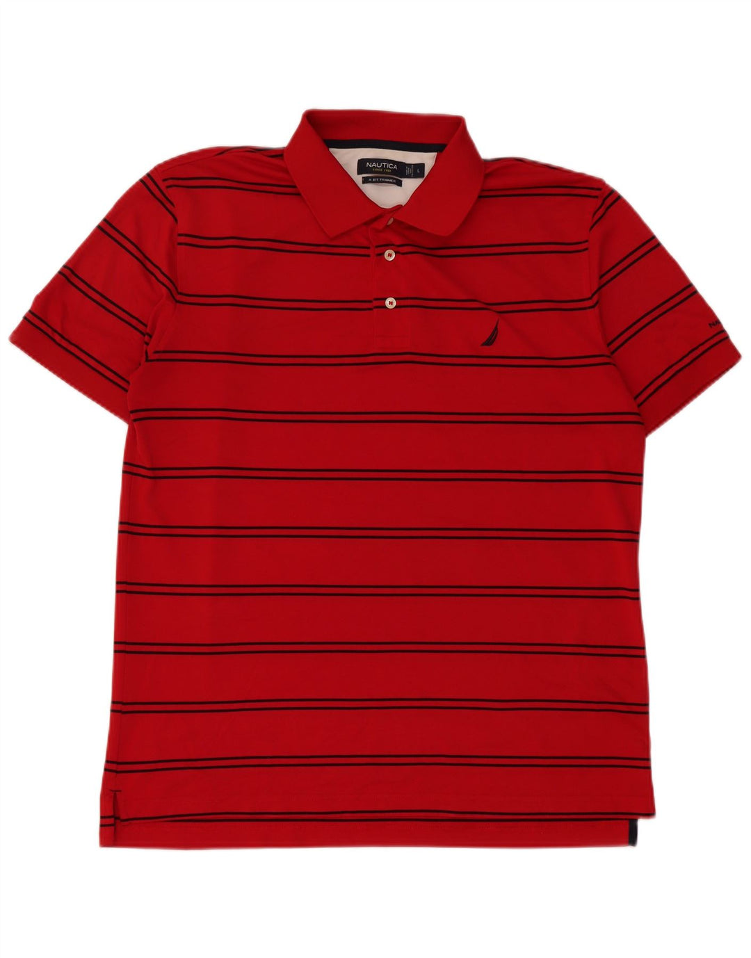 Nautica Herren-Poloshirt, groß, rot gestreift, Polyester