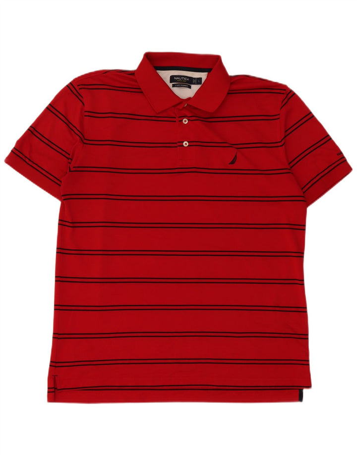 Nautica Herren-Poloshirt, groß, rot gestreift, Polyester