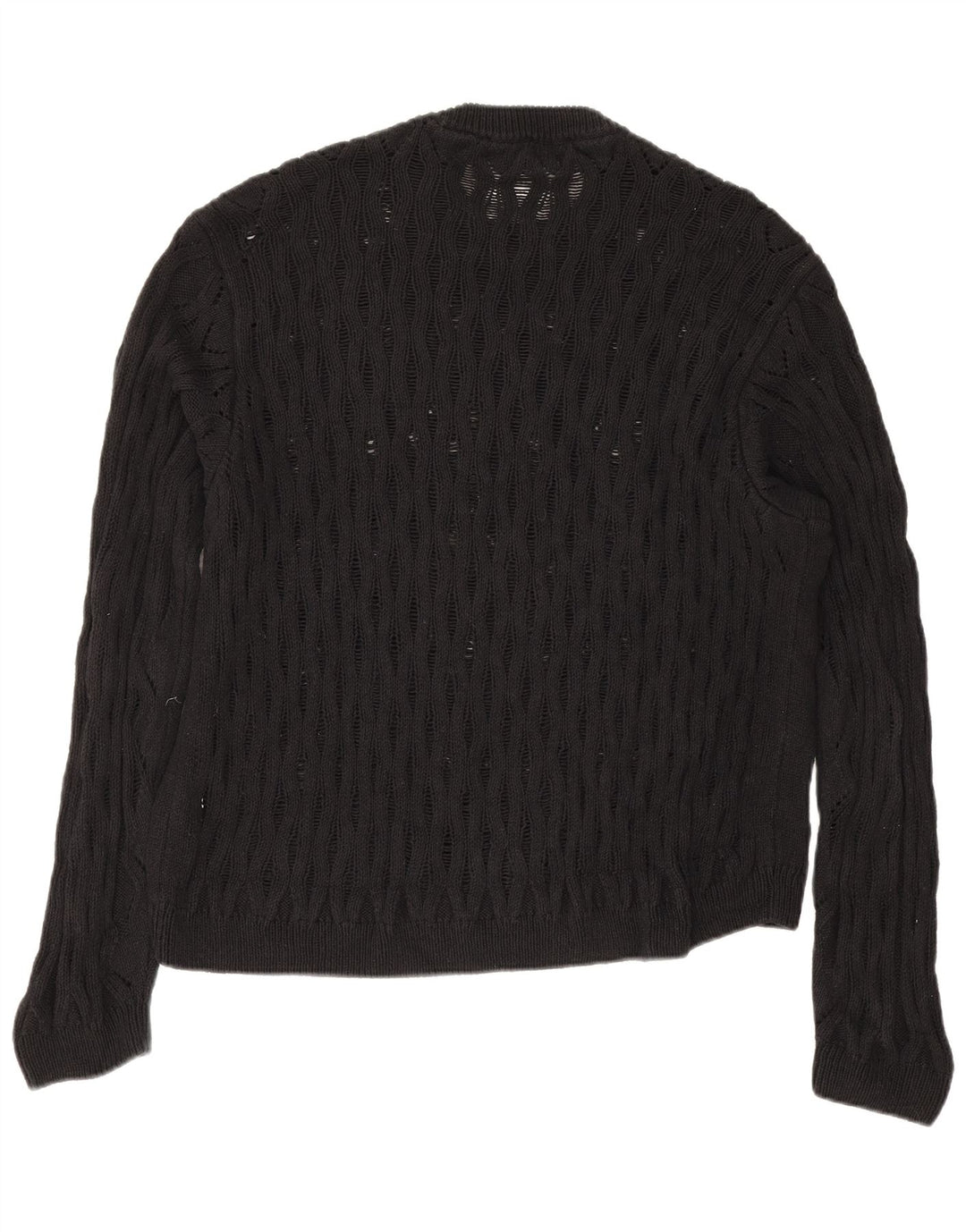 Zara Herren-Pullover mit Rundhalsausschnitt, groß, aus schwarzer Baumwolle