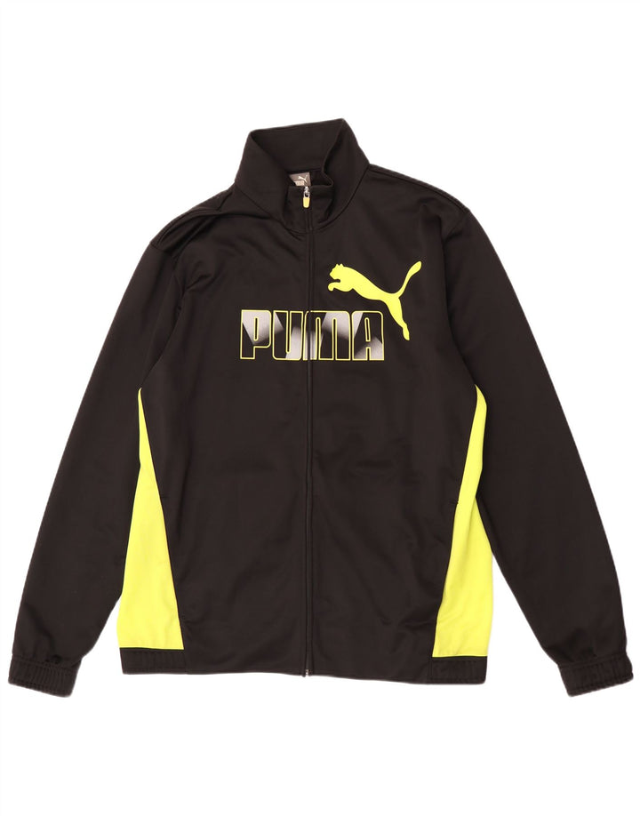 Puma Herren-Trainingsanzug mit grafischem Oberteil, groß, Schwarz, Farbblock