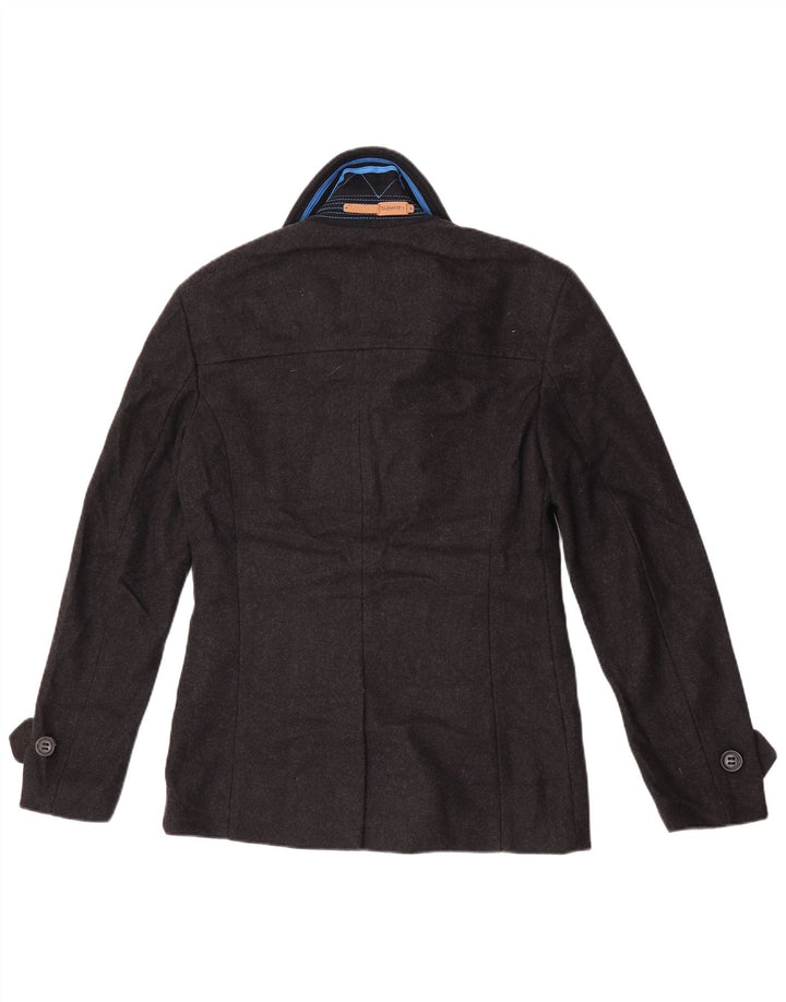 Superdry Herren Commodity Pea Coat UK 38 Mittelschwarze Wolle