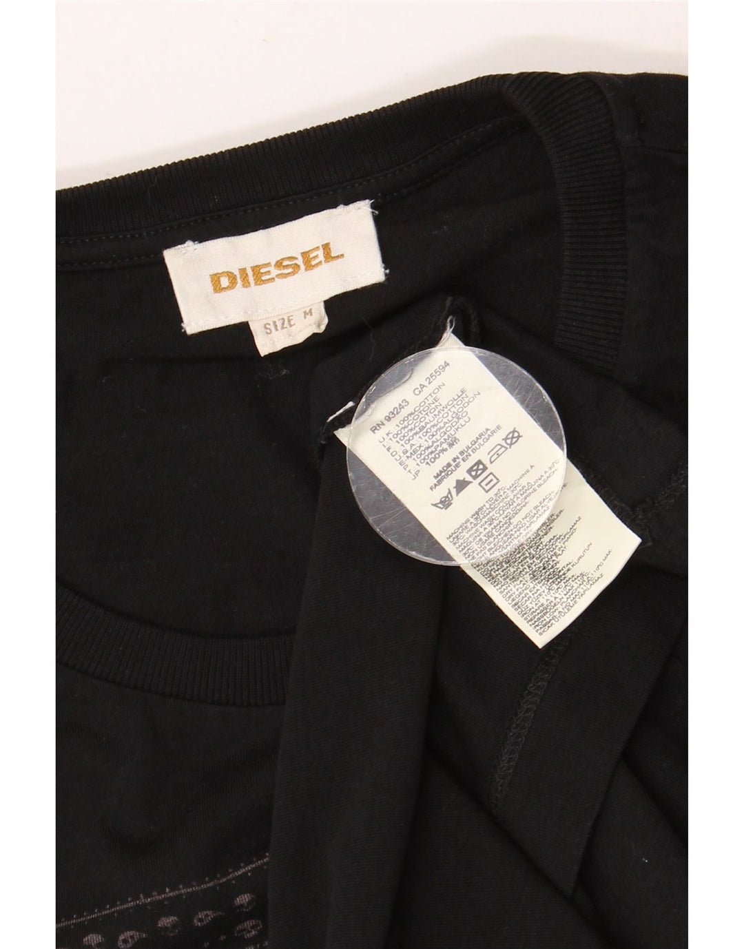 DIESEL Herren Grafik-T-Shirt-Oberteil aus mittelschwarzer Baumwolle