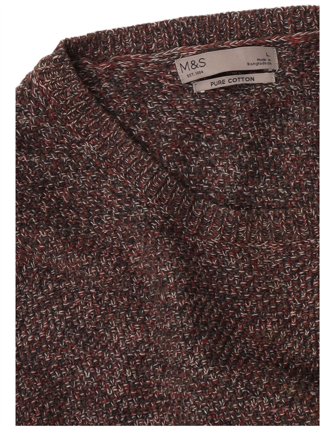 Marks & Spencer Damen-Pullover mit Rundhalsausschnitt, groß, grau gesprenkelte Baumwolle