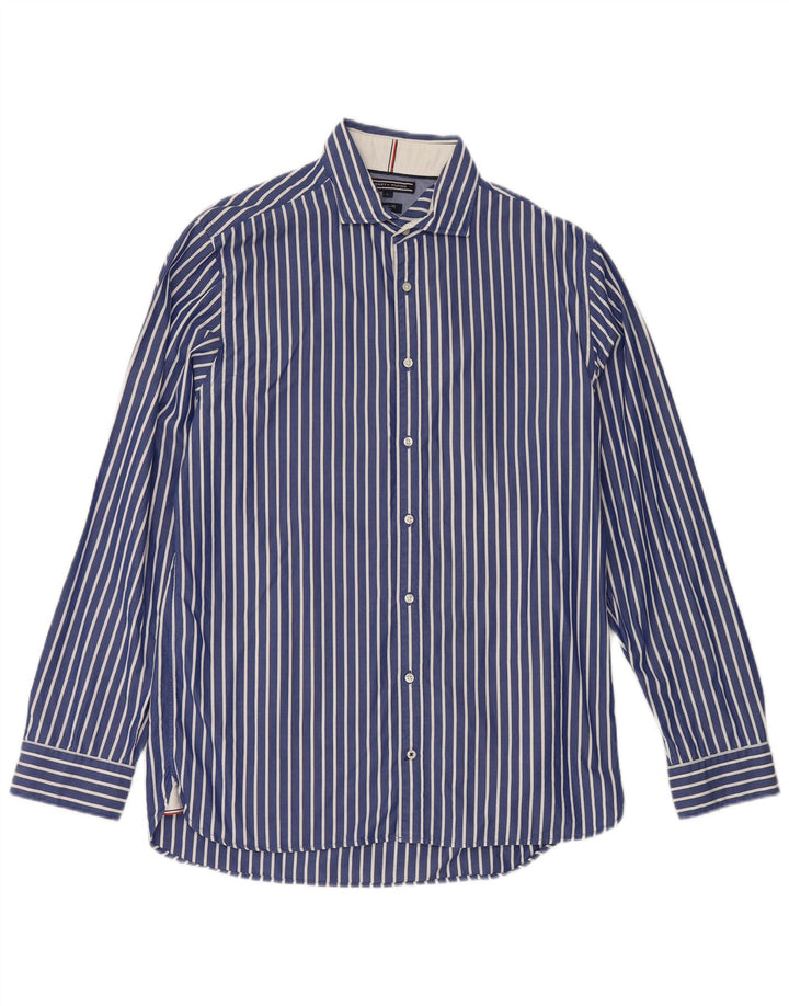 Tommy Hilfiger Herrenhemd, groß, blau gestreift, Baumwolle